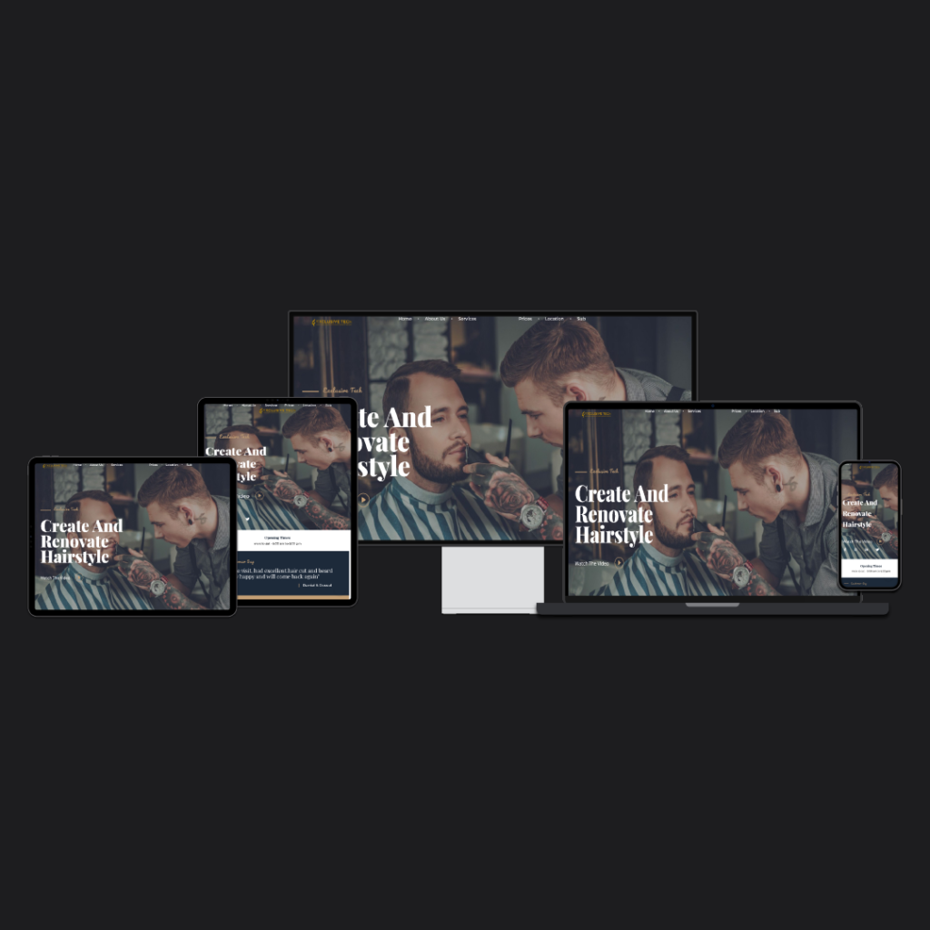 Barber Studio Service Provider Website Design | Exclusive Tech 01