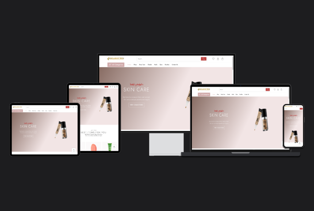Beauty Shop E-Commerce Website Design | Exclusive Tech 1