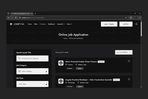 Jobify SA Website by Exclusive Tech