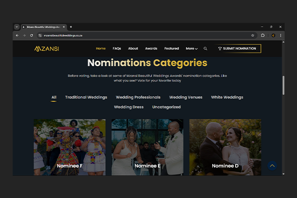Mzansi Beautiful Weddings Awards Website by Exclusive Tech