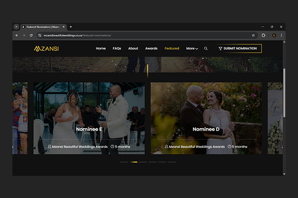 Mzansi Beautiful Weddings Awards Website by Exclusive Tech