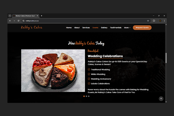Rabby's Cakes Website by Exclusive Tech