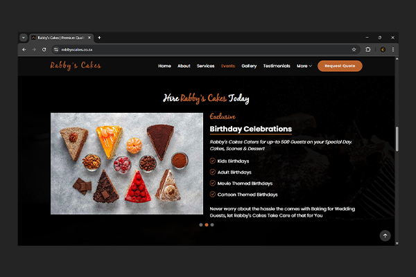 Rabby's Cakes Website by Exclusive Tech