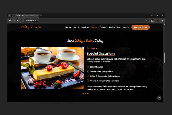 Rabby's Cakes Website by Exclusive Tech