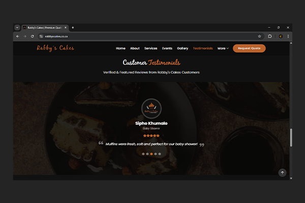 Rabby's Cakes Website by Exclusive Tech