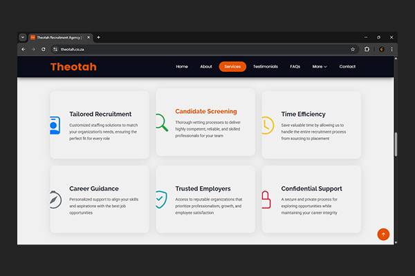 Theotah Recruitment Agency Website by Exclusive Tech