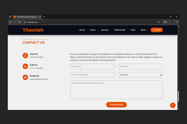 Theotah Recruitment Agency Website by Exclusive Tech