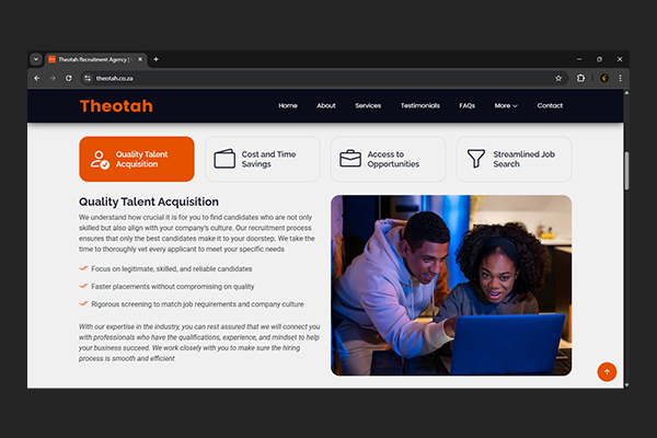 Theotah Recruitment Agency Website by Exclusive Tech
