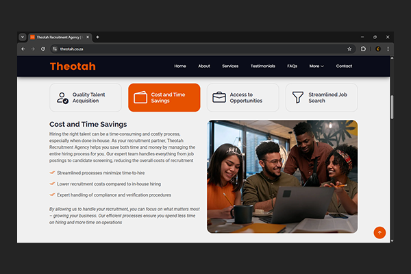 Theotah Recruitment Agency Website by Exclusive Tech
