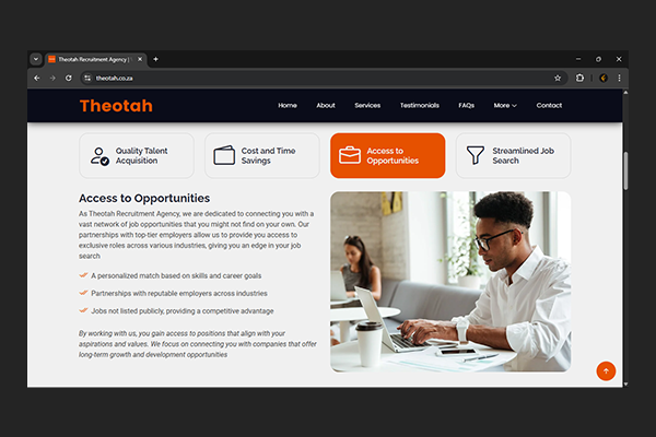Theotah Recruitment Agency Website by Exclusive Tech
