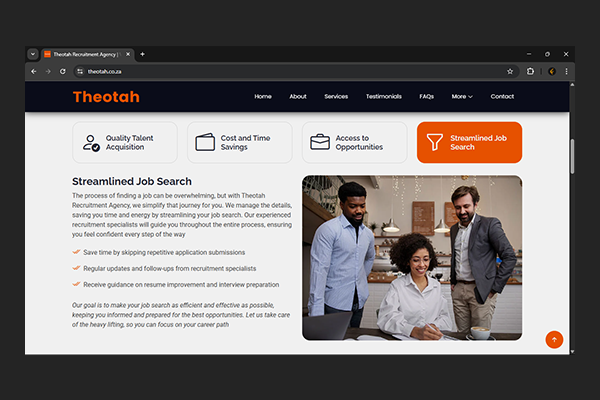 Theotah Recruitment Agency Website by Exclusive Tech