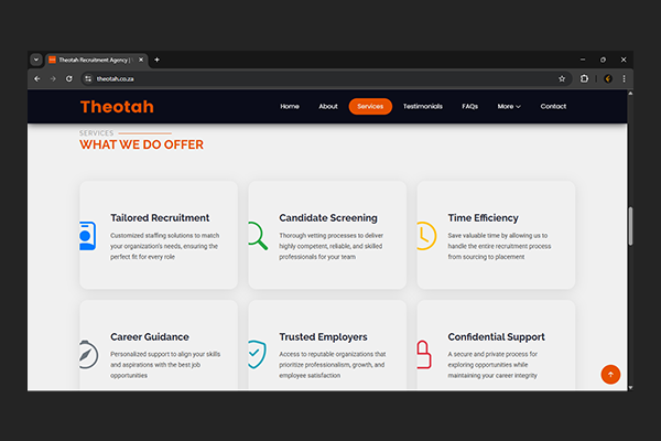 Theotah Recruitment Agency Website by Exclusive Tech