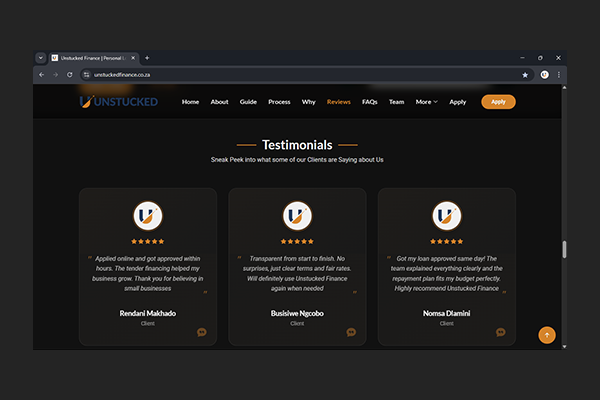 Unstucked Finance Website Project by Exclusive Tech