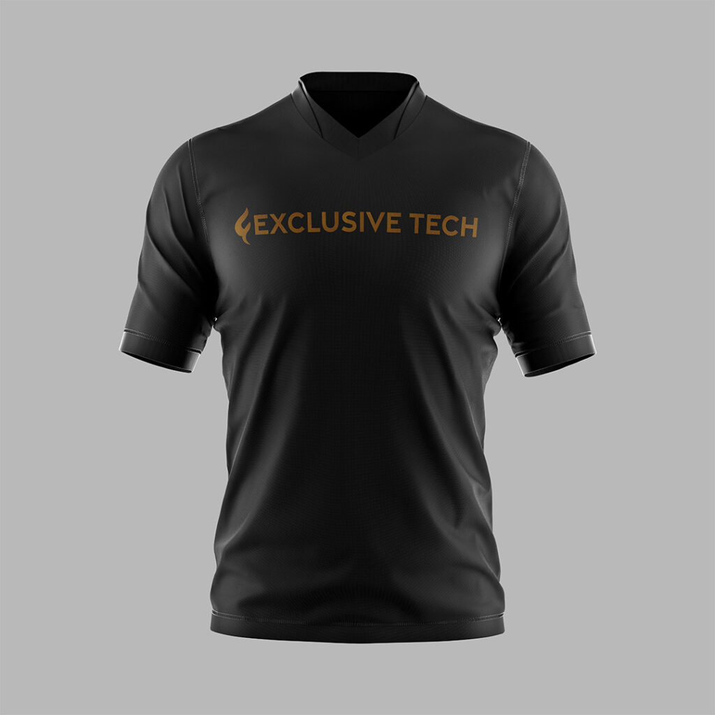 V Neck Short Sleeve T-Shirt Black by Exclusive Tech