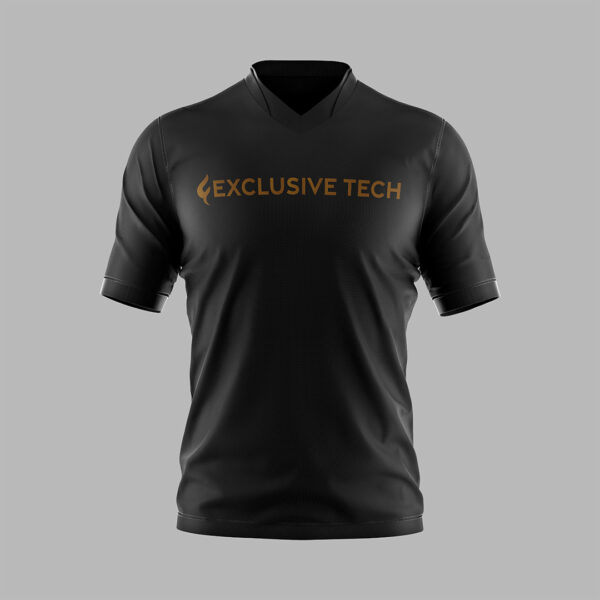 V Neck Short Sleeve T-Shirt Black by Exclusive Tech