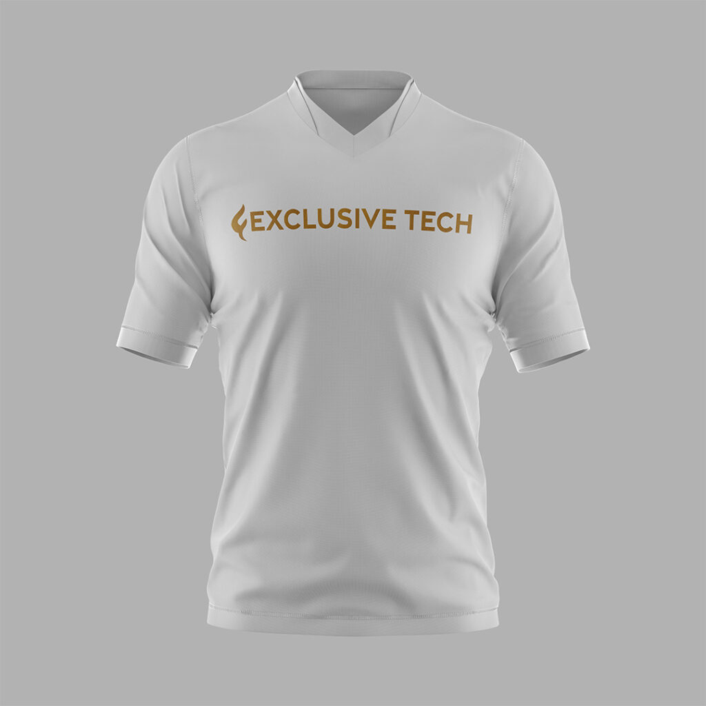 V Neck Short Sleeve T-Shirt White by Exclusive Tech