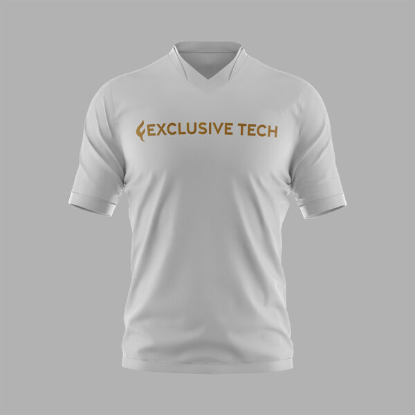 V Neck Short Sleeve T-Shirt White by Exclusive Tech
